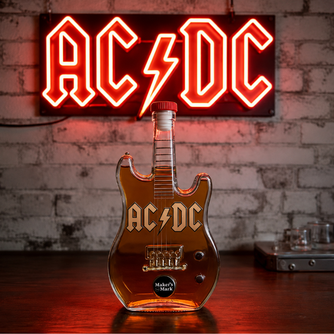 Viskio grafinas „AC/DC gitara“